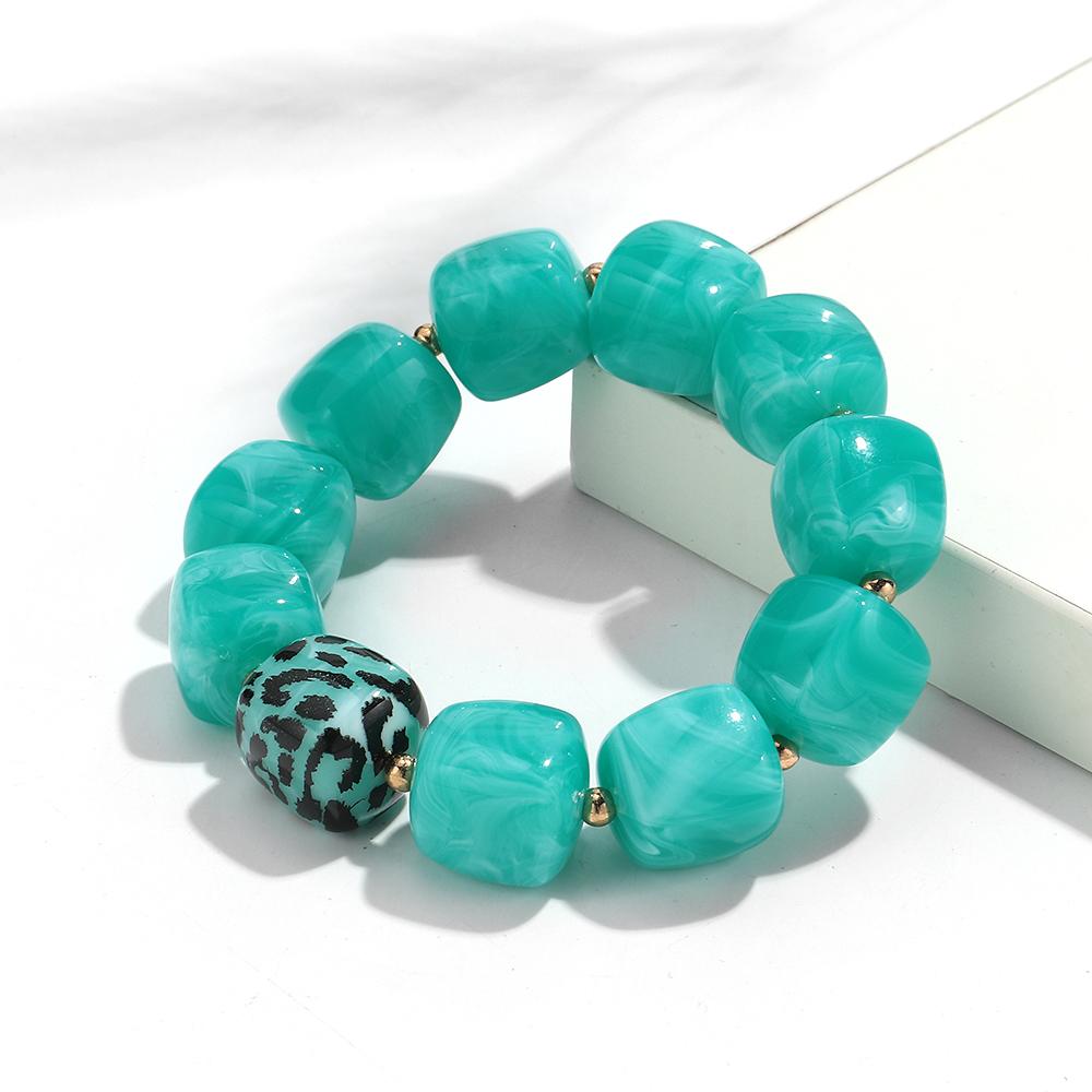 Colorful Acrylic Chunky Irregular Square Beaded Bracelet for Women Trendy Imitation Stone Resin Bracelets Fashion Jewelry Gifts