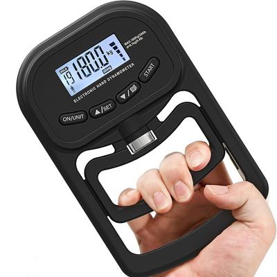 Digitaler Handkraftmesser, 396 lbs/180 kg, Elektronisches manuelles Dynamometer mit hintergrundbeleuchteter LCD-Anzeige, ABS-Material, USB-wiederaufladbare Lithiumbatterie