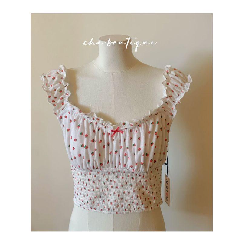 

Export Fashion Sweet Floral off-Neck Square Collar Vest Tops C988 Figure Color All yards