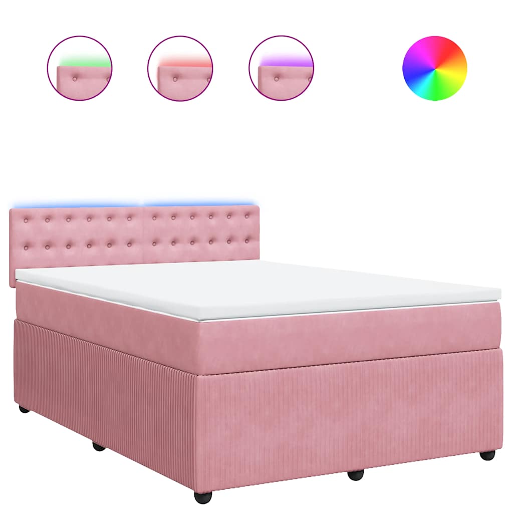 Box Spring Bed with Mattress Pink 160 X 200 Cm Velvet