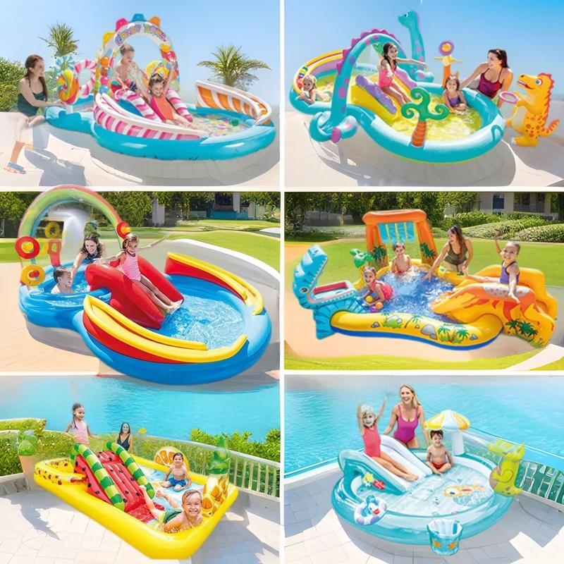 Summer Inflatable Toys Children's Water Play Pool with Slide Crocodile Inflatable Swimming Pool Crawling Pool with Water Spray