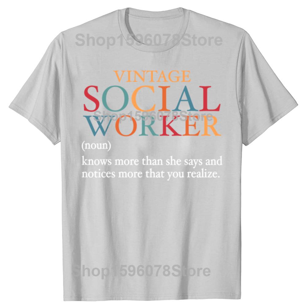 T-shirt Divertenti Definizione Assistente Sociale Vintage Uomo Donna Casual Cotone Umorismo Streetwear Maglietta Manica Corta Abbigliamento Unisex