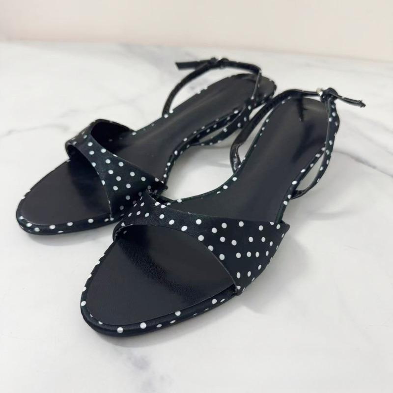 Fashion Kitten Heels Summer 2025 Women Modern Sandals Polka Dot Satin Open Toe Concise Elegant Brand Desinger High Quality Ladies Shoes