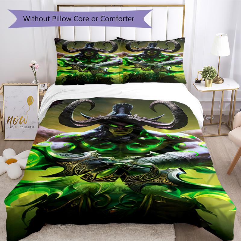 3pcs World of Warcraft Characters2 Pattern Bedding Set Duvet Cover Set Includes Duvet Cover &pillowcases, Perfect All Season Bedroom Decoration & Gift