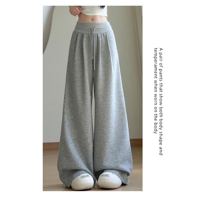 

2026 Spring/Autumn Maternity Wide-Leg Drawstring Pants, Loose, Slimming, Extra Long, Casual Outerwear Design 2XL
