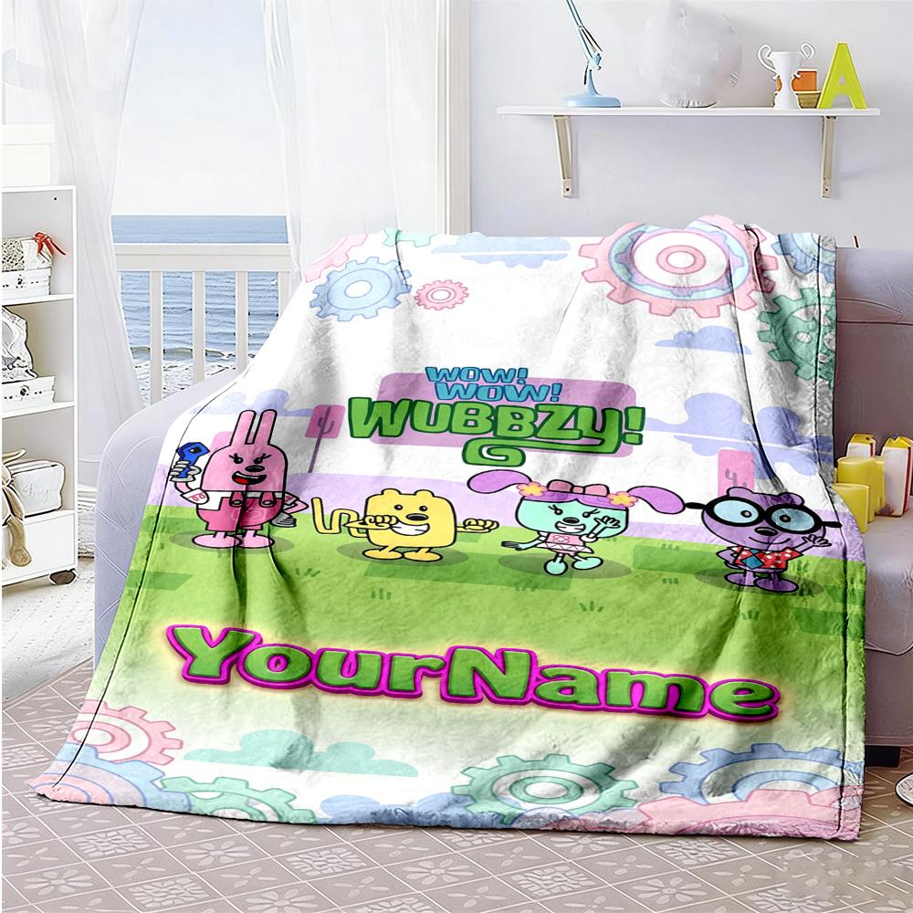 Wow! Wow! Wubbzy Personalized Name Blanket Gift Personalized Blanket Warmthful Decor for Seaside Picnics Couch Bed Ideal for All Seasons