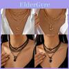 Geometrische Meerlaagse Munt Hart Ster Hanger Ketting Voor Mannen Vrouwen Zwart Goud Zilver Stijl