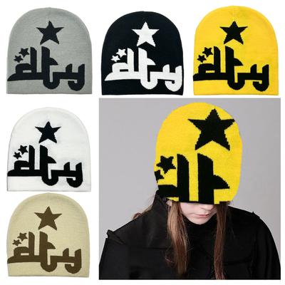 Subculture Knitted Jacquard Star Hat Punk Adult Outdoor Cycling Skiing Hat Lovely Cold Winter Keep Warm Hat for Friend