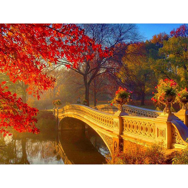 DIY 5D Diamond Painting Kit Full Round Scenery Diamond Embroidery Autumn Cross Stitch Tree Mosaic Crafts Home Decoration