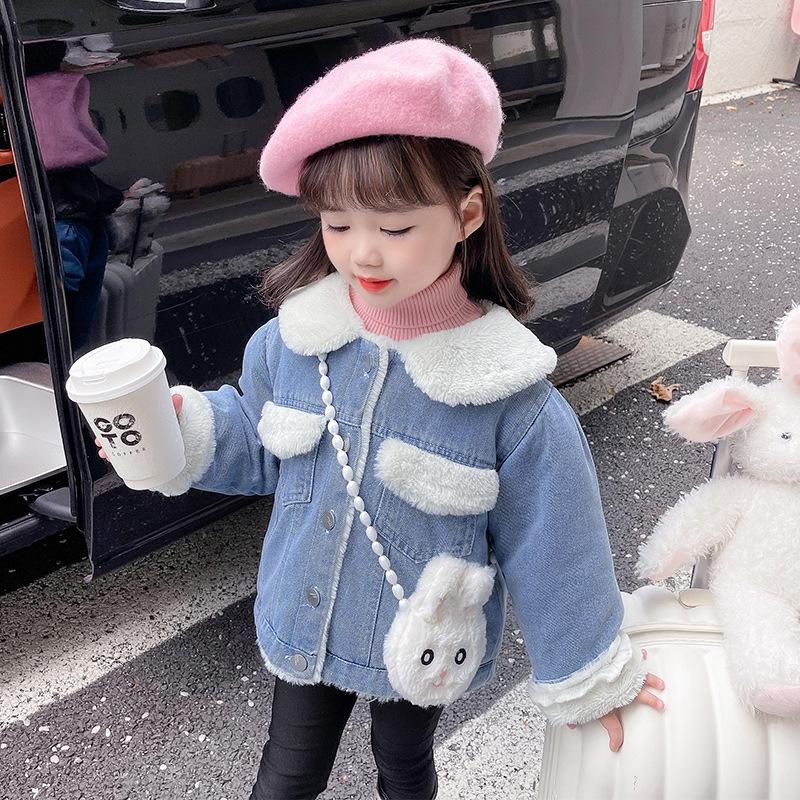 Winter-Jeansjacke für Kleinkind-Mädchen - Mit Fleece gefüttert, Stilvolle Herbst-/Winterkleidung