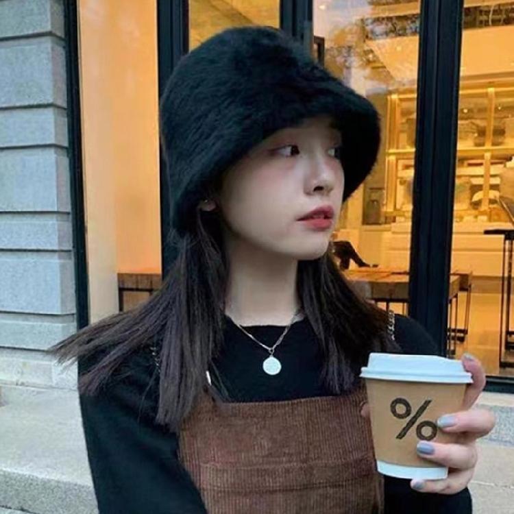 Warm Furry Plush Fisherman Hat for Women Girl Autumn Breathable Solid Color Bucket Hat for Winter Activity Headwear