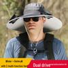Solar-Powered Wide Brim Sunshade Hat with Lithium Battery Fan for Men
