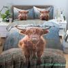 Zestaw poszewki na kołdrę Highland Scottish Cows Zwierzę Gospodarskie King Queen Pokrowiec na Kołdrę Dzikie Zwierzęta Zestaw Pościeli 2/3 szt. Poliestrowa Poszwa na Kołdrę