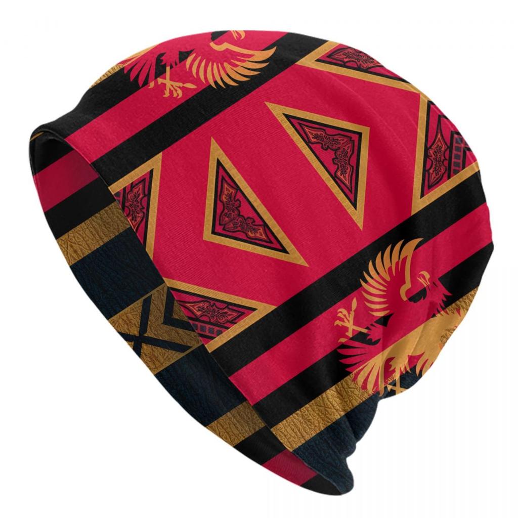 Cappelli con Strisce Bandiera Albania Lavorati a Maglia per Donna Uomo Autunno Inverno Caldi Berretti a Cuffia