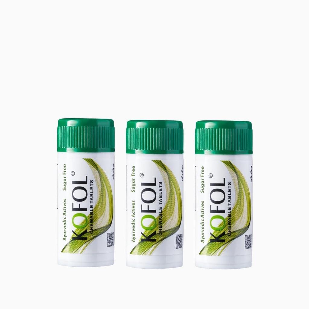 Vedistry Kofol Chewable Tablets Sugar-Free Ayurvedic Throat Relief Fast-Acting Soothing 90 Tablets X Pack of 3
