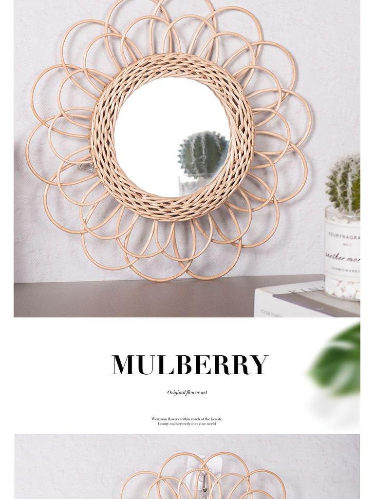 Petal Mirror: Willow Wicker Decorative for Living Room, Bedroom, or Entrance Wall.
