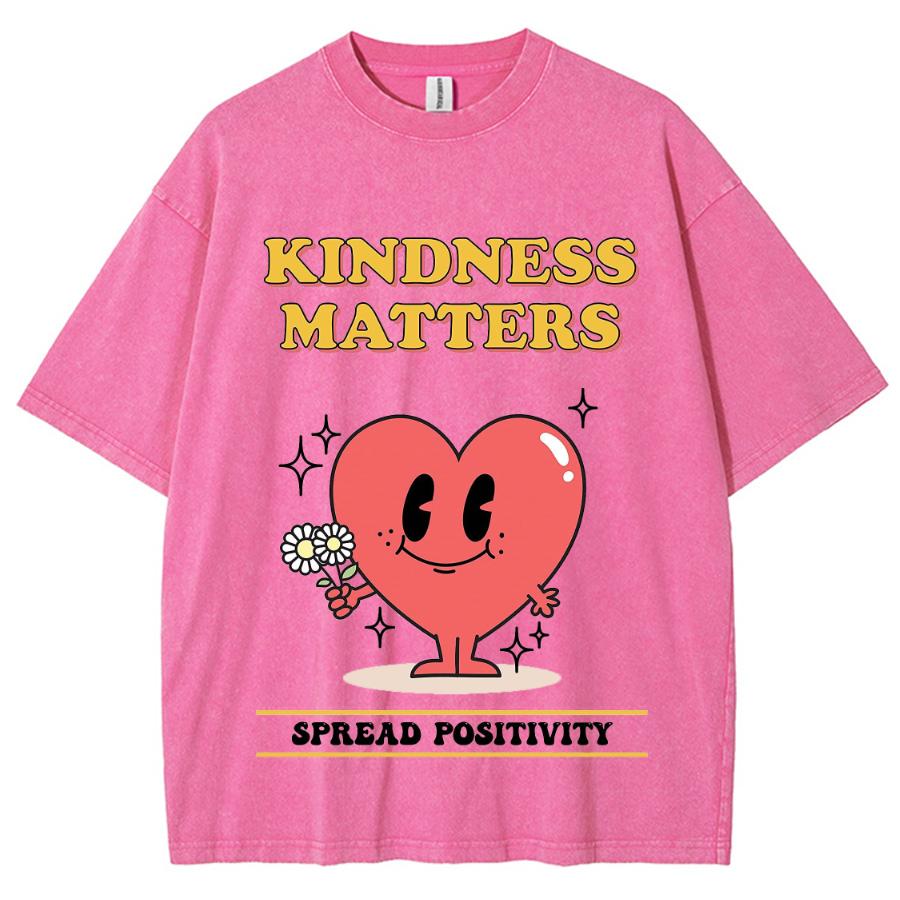 Pink Cartoon Love Print Women's T-Shirt Washed Oversized Loose Half Sleeve Niche Design Cute Top Y2k