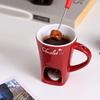 Personal Mini Fondue Mug Set Chocolate Cheese Ice Cream Melter Kit Candle Warmer Ceramic Cup with Fork/Spoon for Date Gift