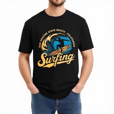 Casual Tee Travel For Men Crew Neck Tshirt Oversized Surfing Wave Rider San Onofre Beach California Anime For Him Top Tees