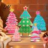 Rustic Holiday Desktop Decorations Wooden Christmas Tree Table Decoration Pine Tabletop Centerpiece Vintage Style Room Decor Farmhouse Tiered