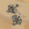 Gothic Punk Exaggerated Shiny Rhinestone Skull Bat Devil Necklace for Women Halloween Jewelry Accessories