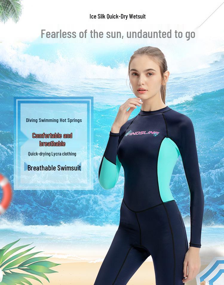 Women's Ice Silk Lycra Quick-Dry One-Piece Wetsuit - Sun & Jellyfish Protection Surf Suit