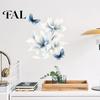 Adesivi Decorativi per Piastrelle del Bagno, Adesivi Murali Floreali Blu Lavati all'Inchiostro con Farfalle, Gigli Delicati da Staccare e Attaccare, Soggiorno Camera da Letto