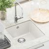 White Kitchen Sink 430 X 460 Mm Made of 80percent  Quartz and 20percent  Resin