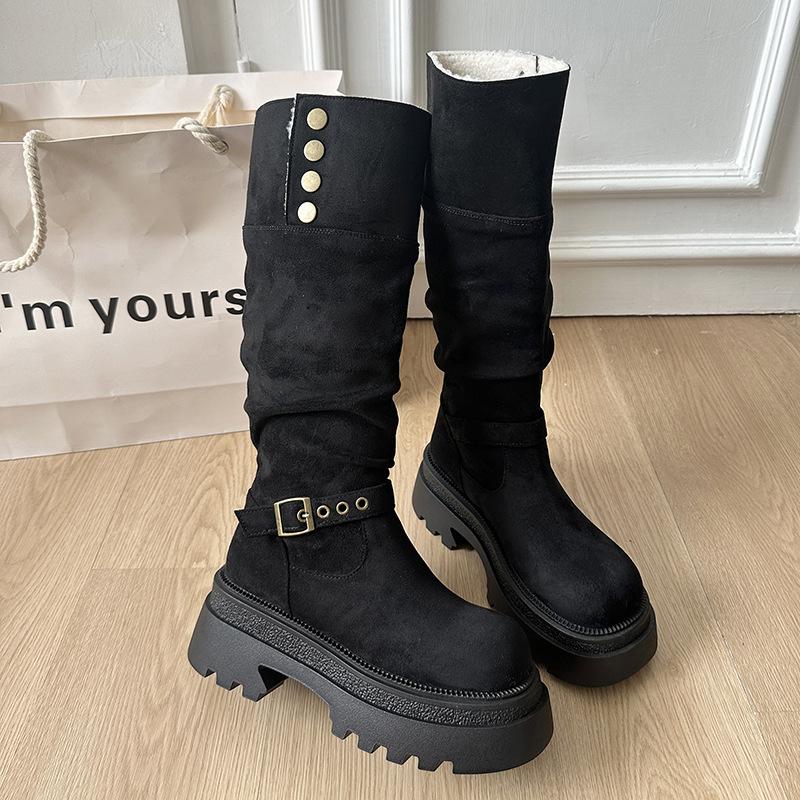 

Women s lightweight thick-soled winter warm one-step snow boots padded lining non-slip wear casual sports long cotton boots 35