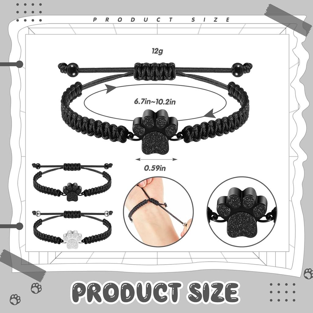 Misdary Adjustable Cremation Bracelet for Pets Ashes Dog Paw Pendant Bangle Stainless Steel Memorial Urn Jewelry Keepsake Urn Bracelet for Ashes with