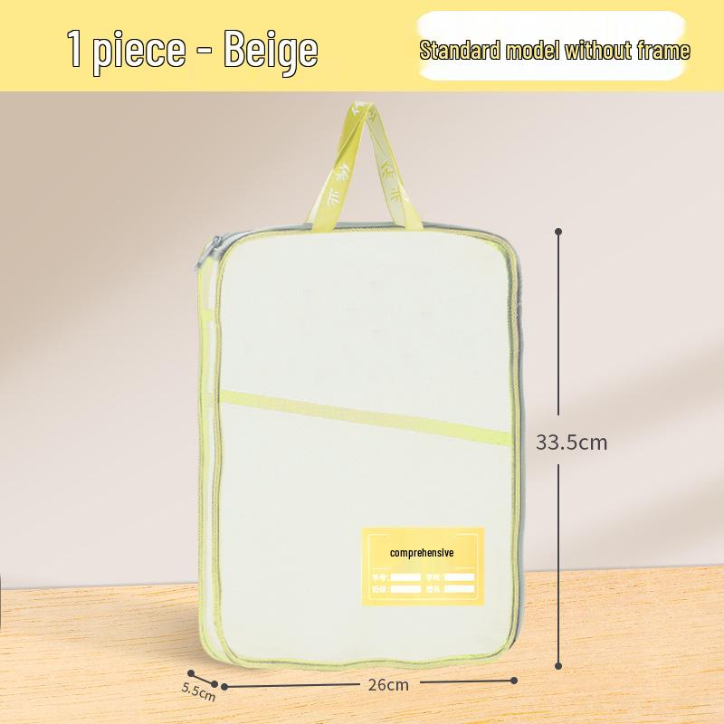 L-shaped Transparent Zippered Mesh File Bag - Student Handheld Book Bag for Exams