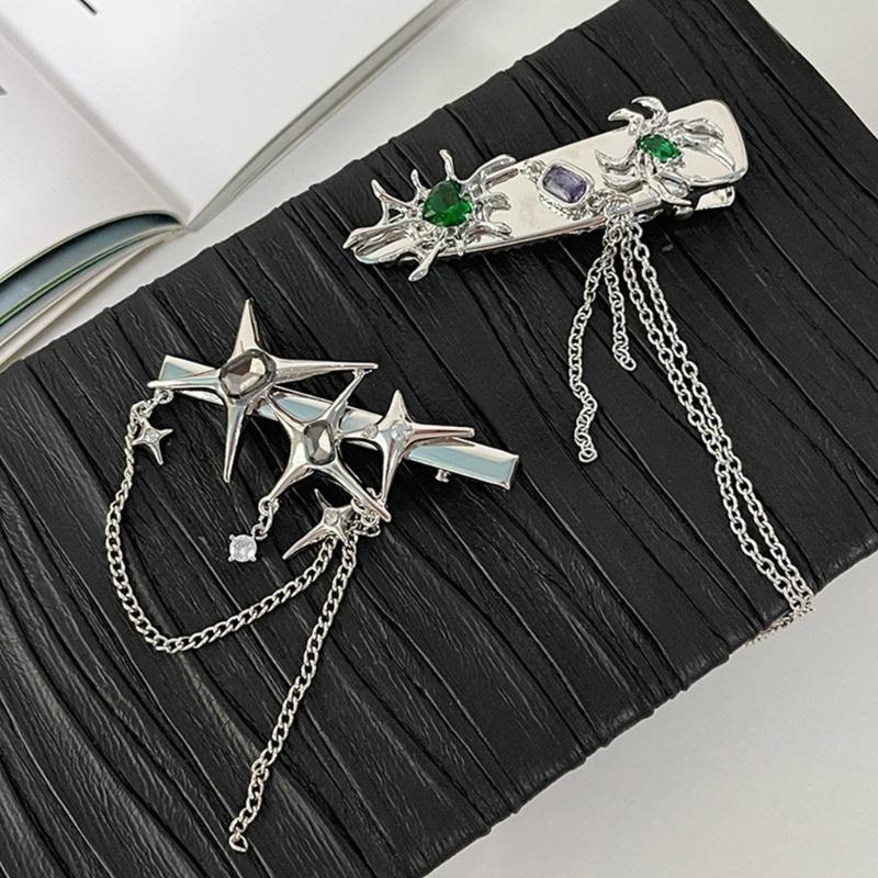 Non-slip Hair Clip for Girls Hair Barrettes for Hot Girl Gothic Duckbills Spider/Star Shape Y2k Hot Girls Hair Pin
