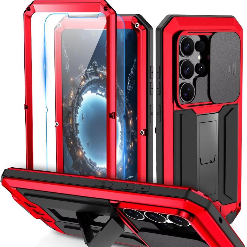 Case For Samsung S26 Plus S26 Ultra S26 Metal Bracket Heavy Duty Shockproof Screen Protector Slide Camera Cover Aluminum Shell