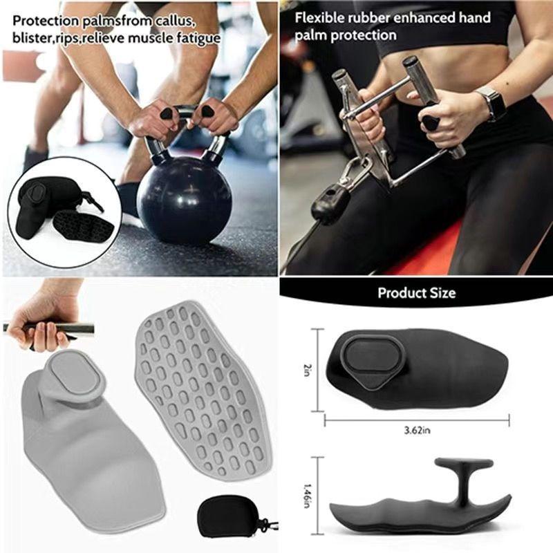 Weightlifting Anti-Slip Callus-Free Fitness Silicone Finger Grip Trainer Gloves Gray Handle Pair