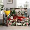 1PC Custom Name Christmas Vintage Truck Scene outdooor Flannel blankets Throw Blanket All-Season Throw Gift Bedspread for Couch, Bed, Camping Holiday 