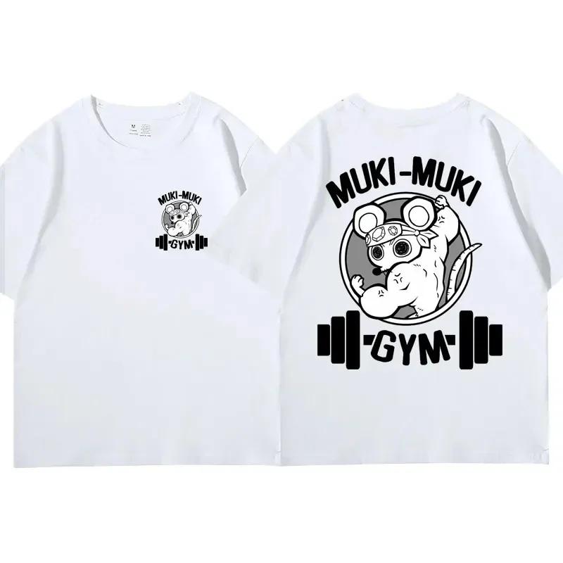 Anime Demon Killer Uzui Printed T-shirt for Men and Women Fun Ninja Mouse Muki Muki Fitness T-shirt Muscle Mouse T-shirt