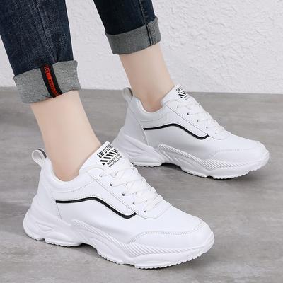 Tênis Femininos Impermeáveis Confortáveis Sólidos Sapatos Esportivos Respiráveis Flats para Caminhada ao Ar Livre Sapatos Casuais de Couro Macio 2025