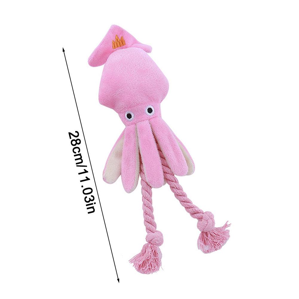 Squid Puppy Pet Dog Chew For Lovely Pink Teeth Cleaning Pet Toys Octopus Plush Toys Supplies BB Small Cute Rope Toy Dog Squeak