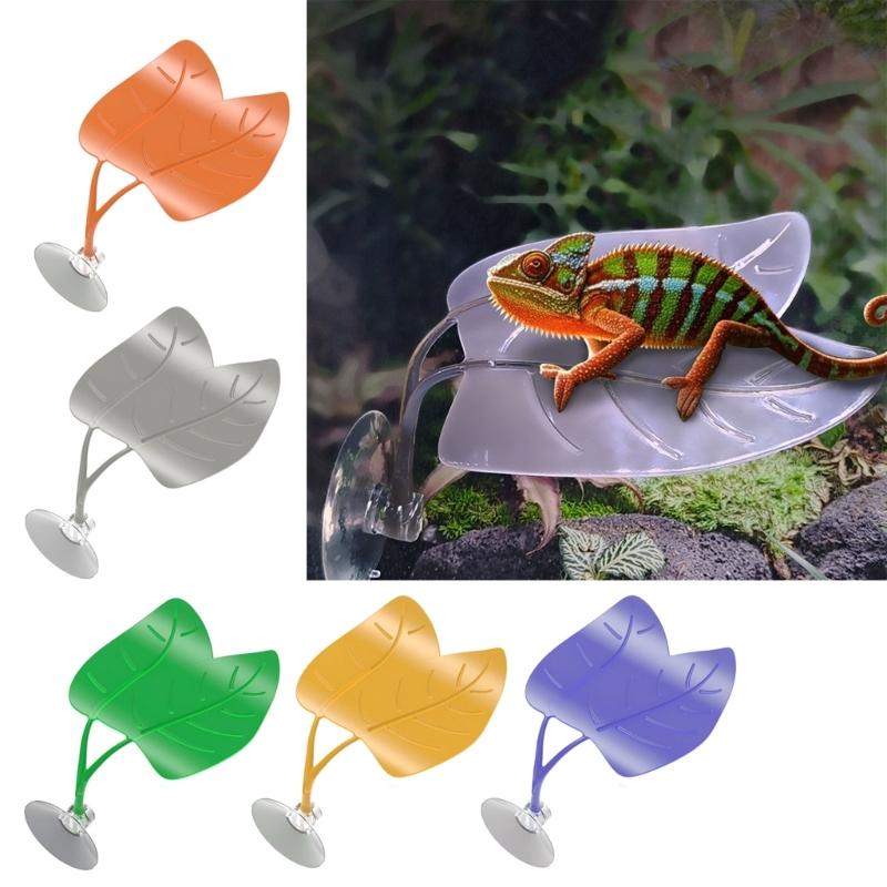 Lizards Basking Platform Tanks Accessories Leaf Shape Bearded Dragon Basking Platform with Suction Cup Decorations
