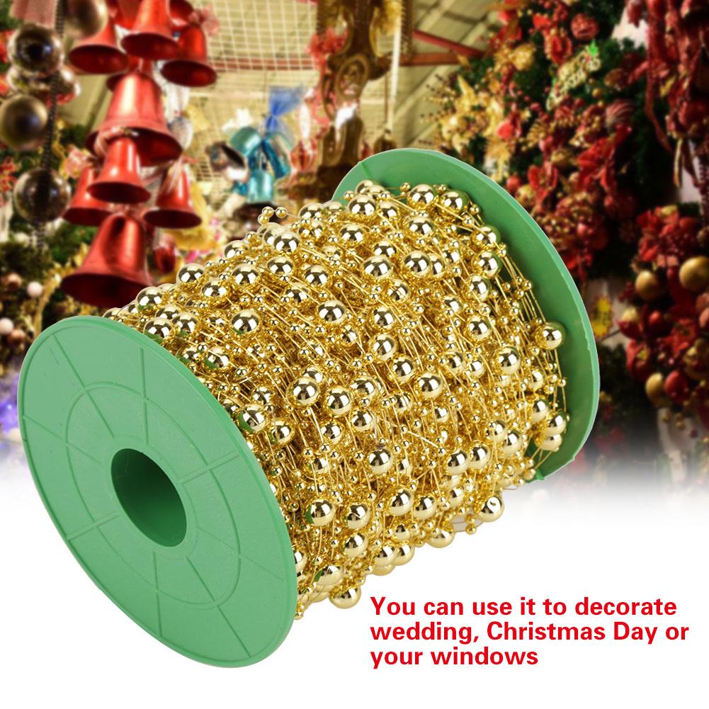 Rouleau de 60 m de fil de perles galvanisées pour guirlande de décoration de mariage à faire soi-même 3 mm + 8 mm(d'or)