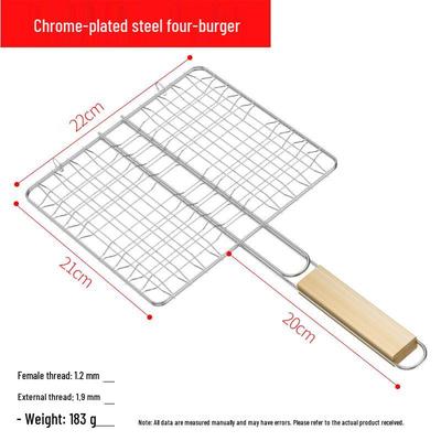 Outdoor Double-Sided Grilling Basket with Wooden Handle
