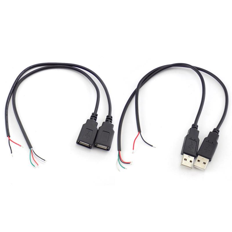 5 шт./лот, 2-контактный/4-контактный USB 2,0, кабель питания, женский и мужской провод, разъем для зарядки, удлинитель, провод, 5 В, 30 см