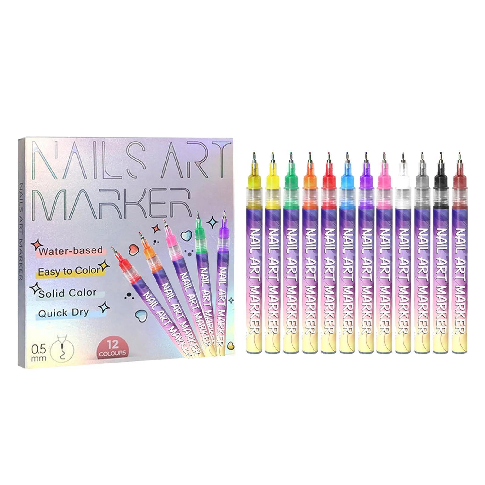 

12 Colors Nail Art Pens Set DIY Nail Art Marker Drawing Painting Liner Pen Nail Art Tools for Graffiti Dotting Drawing Painting
