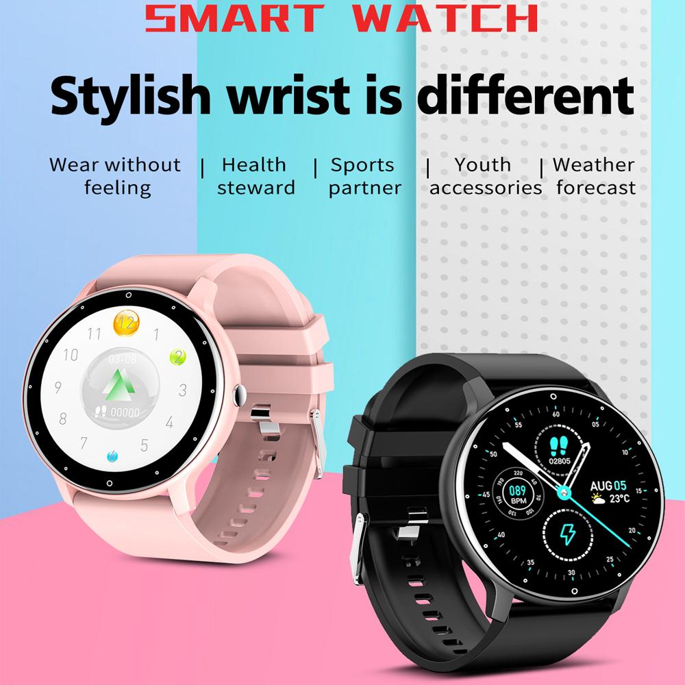 Ceas inteligent de 1,28 inci, femei, bărbați, sport, fitness, smartwatch, monitorizare ritm cardiac, impermeabil, pentru telefonul IOS Android