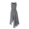 Street style sleeveless plaid vest women's summer dress high-end temperament lace-up small irregular long dress