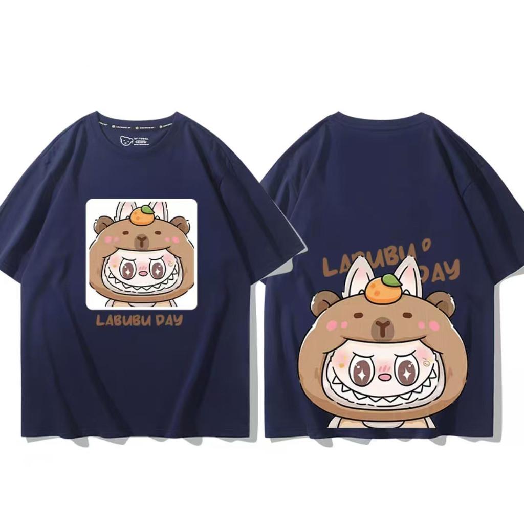 

Loose Unisex Short Sleeve T-shirt Printing Woman Tees Baggy Baggy Round Neck Loose Tops Labu 140