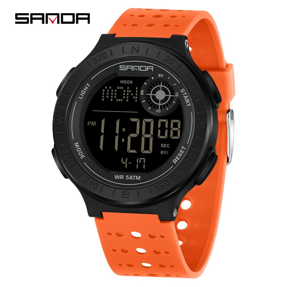 Fashion SANDA New 6337 Youth Electronic Watch Sports Multifunctional Waterproof LED Single Display Student Electronic Watch