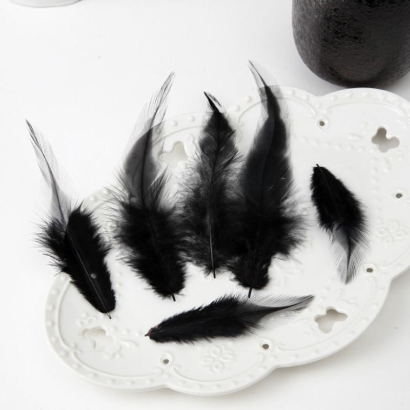 Pack Of 100 Natural Black Feather Natural Gooses Feather For Craft Wedding Decoration Hat Earrings Jewelery Making