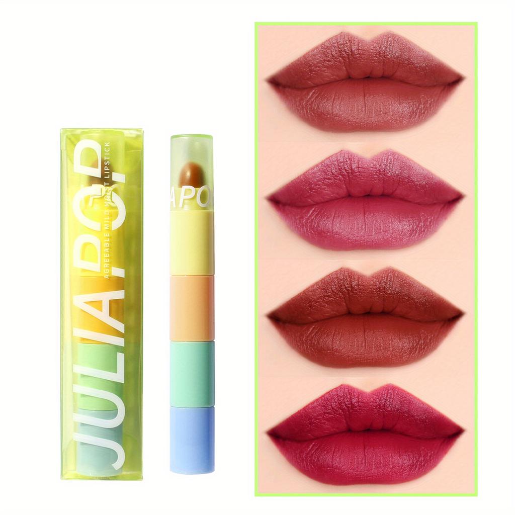 Nešiojamas 4-in-1 Mini Lūpdažių Rinkinys Vandeniui Atsparus Ilgai Išliekantis Nesitepantis Nepaliekantis Žymių Mini Aksominis Lūpdažis Lūpdažių Rinkinys