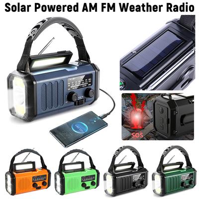Solarbetriebenes AM FM Wetterradio SOS-Alarm Notfallwetterradio mit LED-Taschenlampe Multifunktionale Leselampe für den Außenbereich